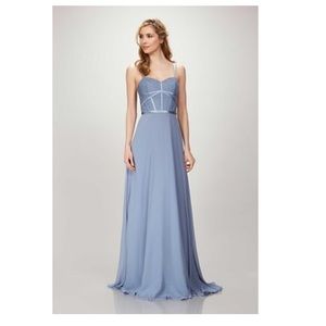 Theia blue bridesmaid dress
